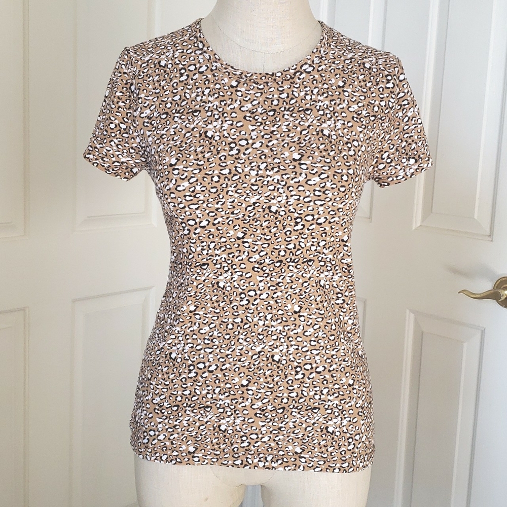 J. CREW Animal Print Studio T Shirt Short Sleeve Leopard Cheetah | SMALL - Picture 3 of 11